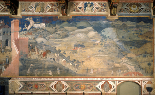 Allegory of good government (detail), A. Lorenzetti, fresco on Siena’s townhall, source: Google Art Project