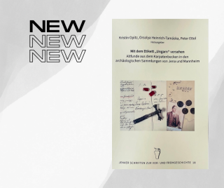 Buchcover mit dem Titel 'Mit dem Etikett „Ungarn“ versehen' und Abbildungen von alten Schriftstücken, Münzen und einem Kreuz.