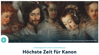Ausschnitt eines historischen Gemäldes mit mehreren Personen in barocker Kleidung und Schmuck, darunter eine Frau mit Perlenkette und Diadem