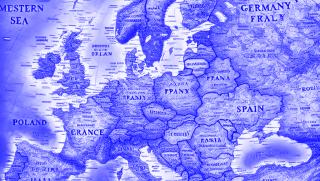 KI-generierte Karte Europas, die einige Länder falsch betitelt