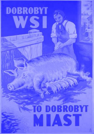 Plakat "Das Wohl des Dorfes ist das Wohl der Stadt"