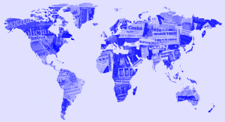 Die Weltkarte als Zeitungscollage