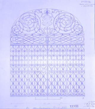 Gate bars of the castle in Kunratice. Illustration for the monument inventory of the Kingdom of Bohemia, 1908; photo credit: Ústav dějin umění AV ČR