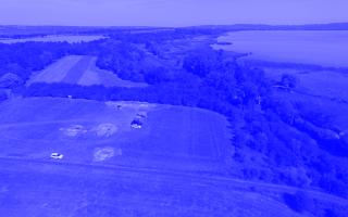 Keszthely-Fenékpuszta,  Late Antique castrum on the banks of Lake Balaton during the excavations of 2017 (drone image). Photo: Klaus Cappenberg