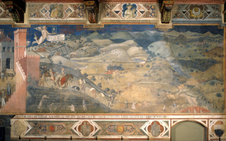 Allegory of good government (detail), A. Lorenzetti, fresco on Siena’s townhall, source: Google Art Project