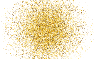 Goldglitterbild zum Jubiläum des GWZO, viele goldene Punkte, kreisförmig